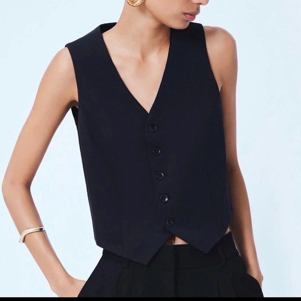 Mayson the Label NWT Ponte Button Front Vest Navy Sz S